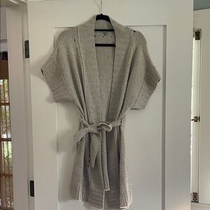 James Perse Gray Oatmeal Cashmere Belted Sweater